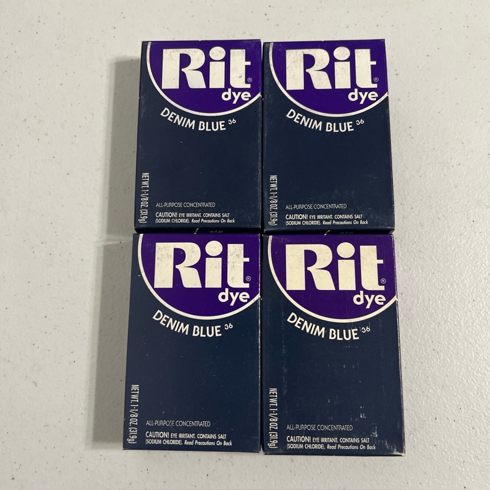 4- DENIM BLUE #36 Rit All Purpose Concentrated Tint and Dye Lot 1-1/8 oz each